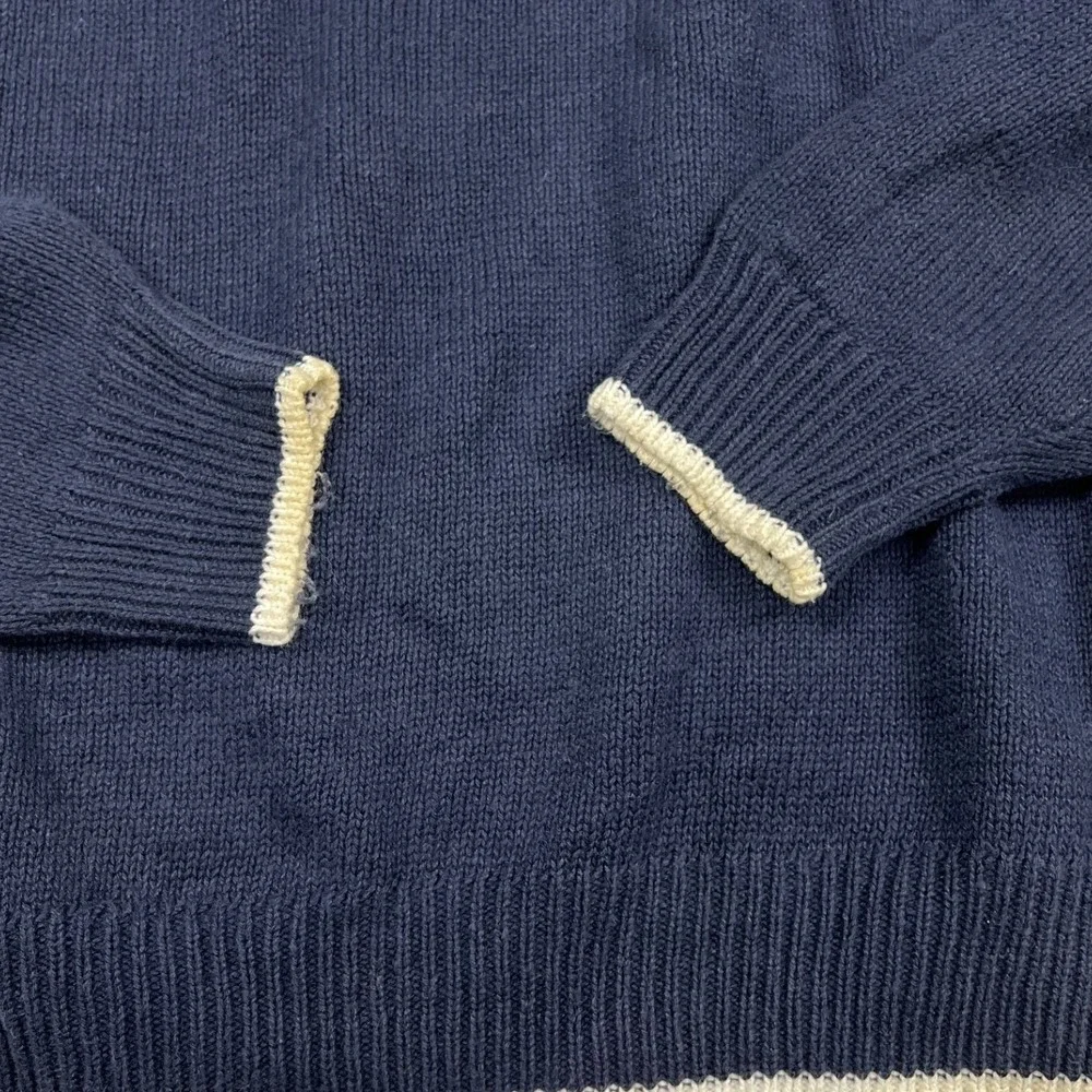 Northern Isles Sailboat Sweater Mens Large Navy Blue Nautical Intarsia Knit